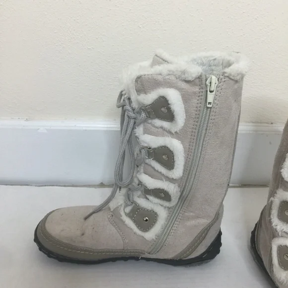 U.S. Polo Assoc Womens Faux Suede & Faux Lined Fur Lace Up Gray Boots - Picture 6 of 12